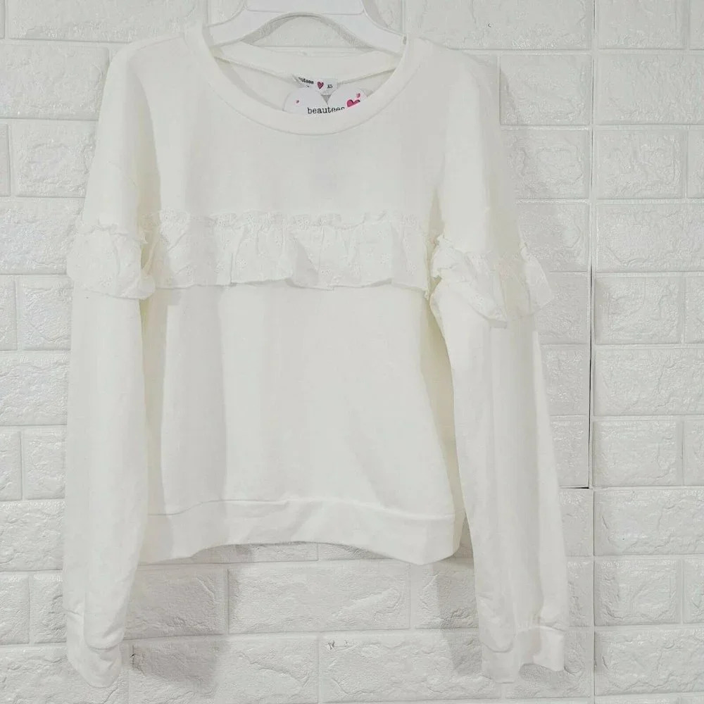 Beautees knitworks Long Sleeve Top Ruffle.xl